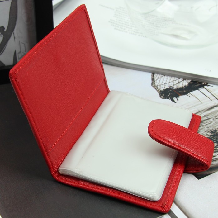 Визитница, 1 ряд, 20 листов, цвет красный матовый