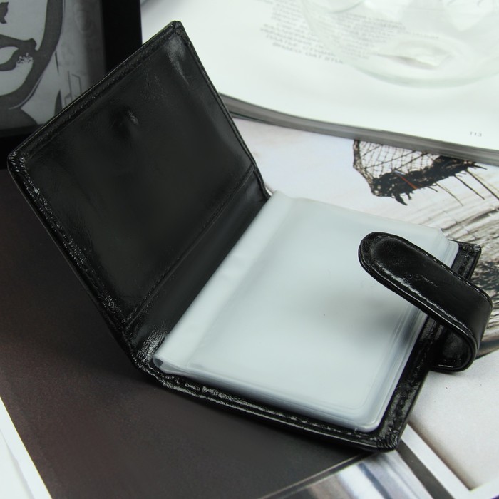 Визитница, 1 ряд, 20 листов, цвет чёрный матовый