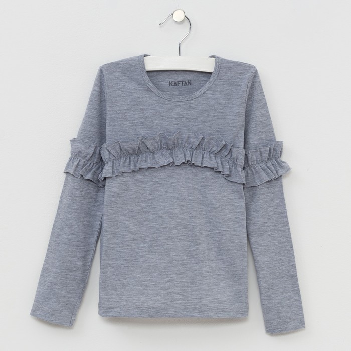 Футболка с дл.рукавом, серая, р-р 32 (110-116см) 5-6 лет., 100% хлопок