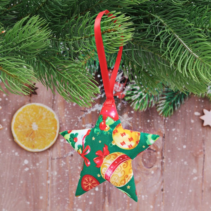 Подвеска текстильная звёздочка "Волшебного Нового Года"