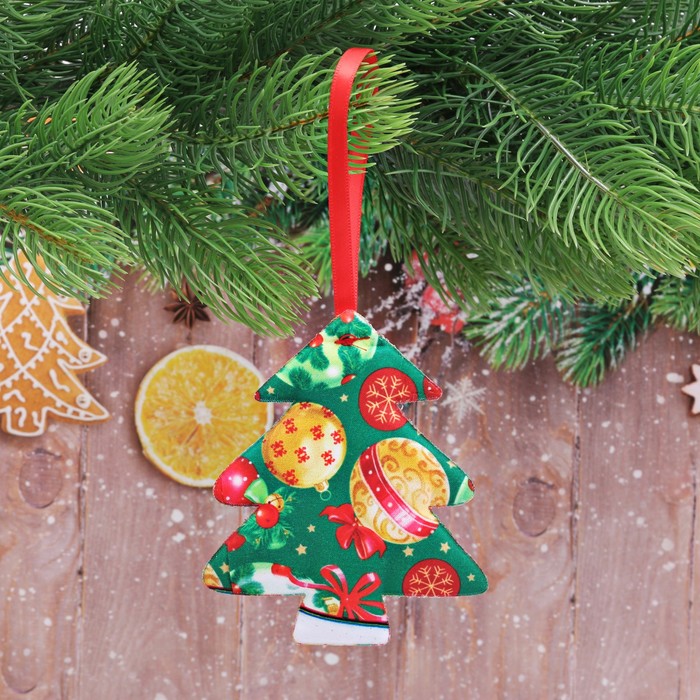 Подвеска текстильная ёлочка "Волшебного Нового Года"