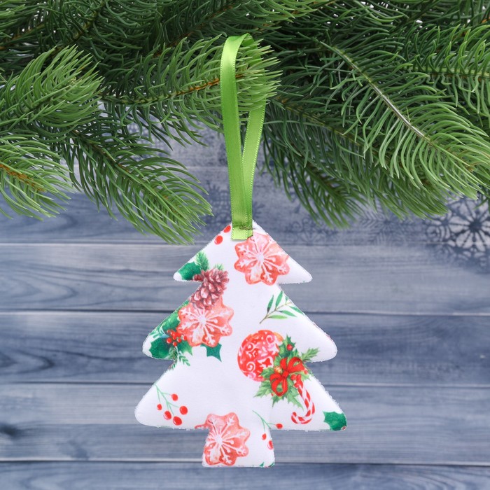 Подвеска текстильная ёлочка "С Новым Счастьем"