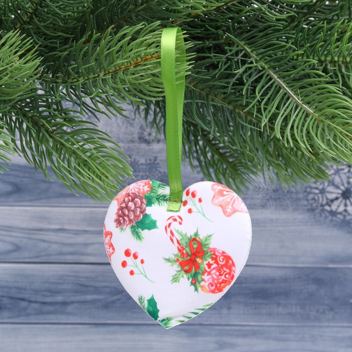 Подвеска текстильная сердечко "С Новым Счастьем!"