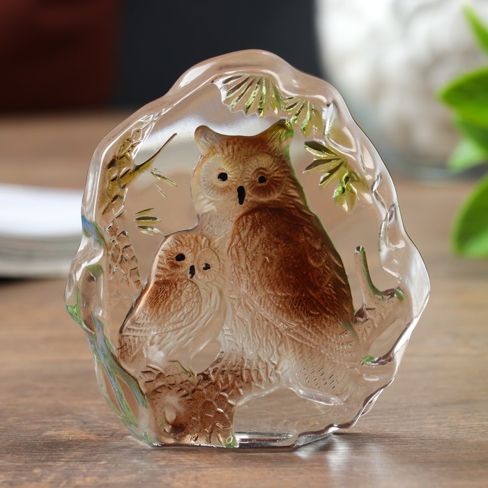 Сувенир стекло "Совы" 7,5х7,2х2,2 см