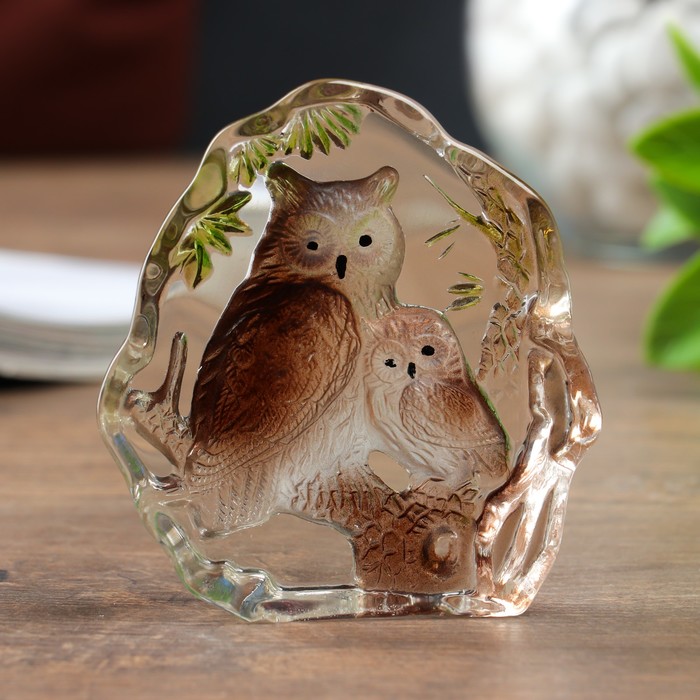 Сувенир стекло "Совы" 7,5х7,2х2,2 см