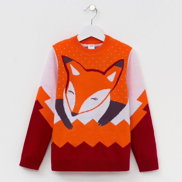 Джемпер вязаный KAFTAN "Лисичка" 7-8 л., (122-128 см) р-р 34, 20 % шерсть, 80 % ПАН