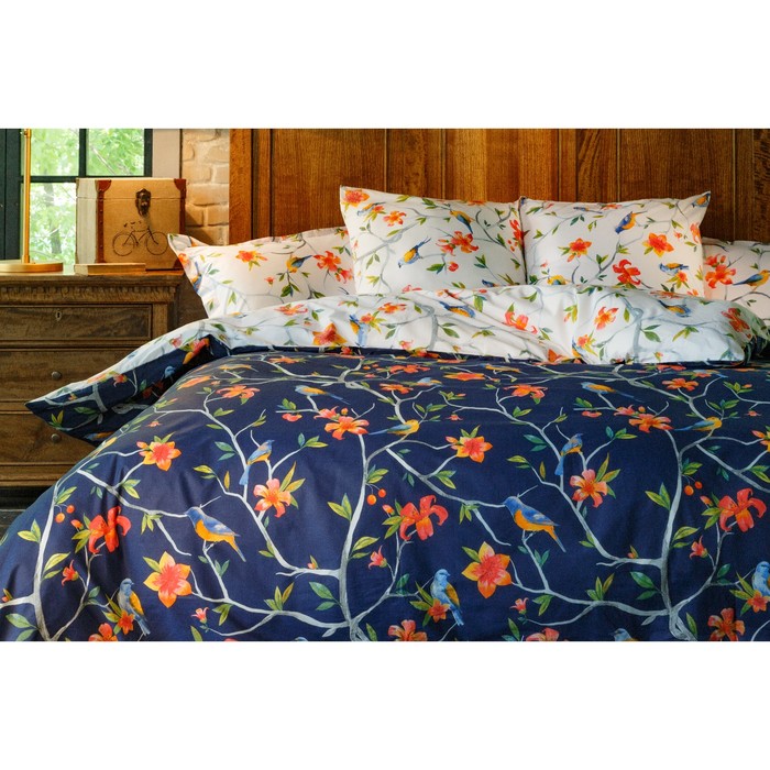 КПБ дуэт "Райские птицы", 240х260 см, 160х220 см-2 шт., 70х70 см-2 шт., ранфорс 118 г/м2