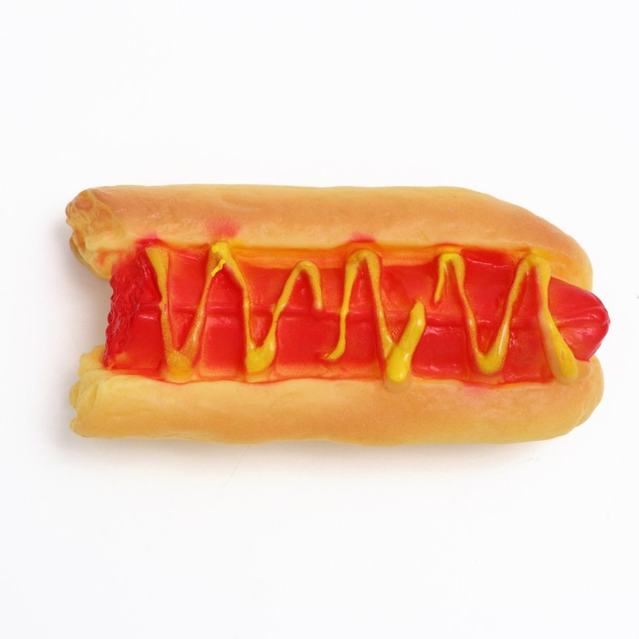 Игрушка пищащая "Недоеденный хот-дог" для собак, 12 см