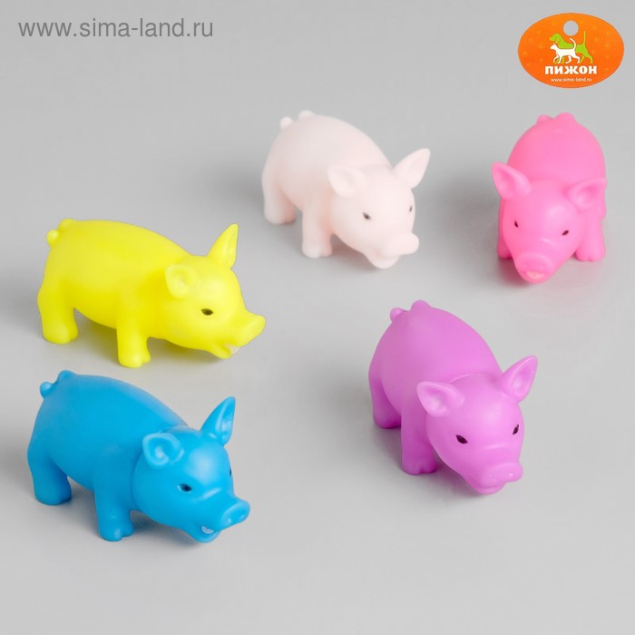 Игрушка пищащая Маленький поросенок для собак 9 см микс цветов 55₽