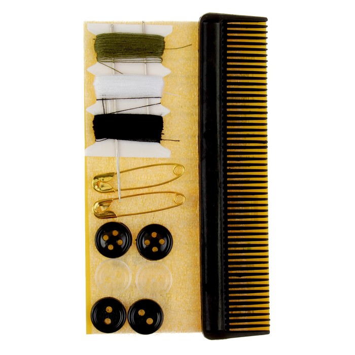 Дорожный набор "В пути": расческа, набор ниток, 2 иголки,2 булавки, 4 пуговицы
