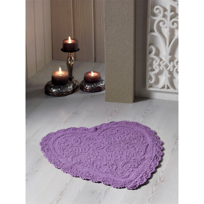 Коврик для ванной кружевной Sisley, размер 60х65 см, светло-лавандовый