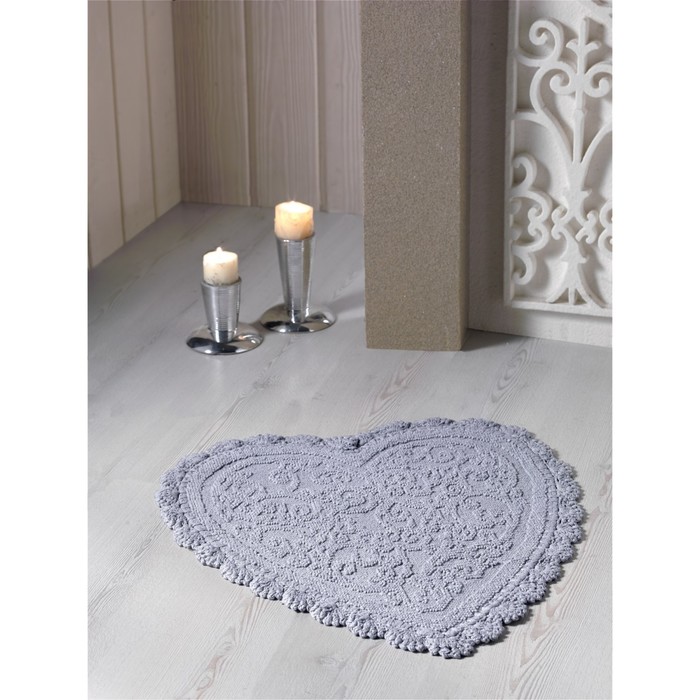 Коврик для ванной кружевной Sisley, размер 60х65 см, серый