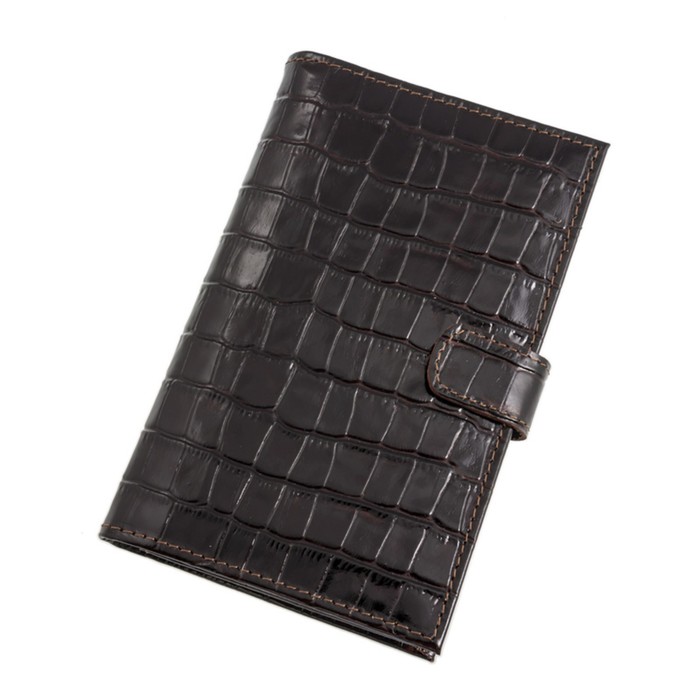 Портмоне мужское, размер 11х17 см, натуральная кожа, цвет тёмно-коричневый, крокодил
