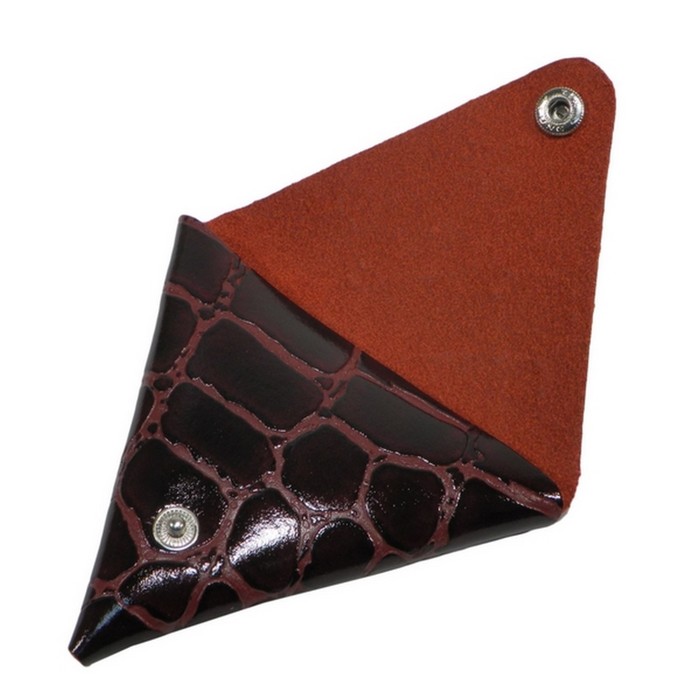 Футляр для монет, размер 8,5х8,5 см, н/к, бордовый крокодил крупный