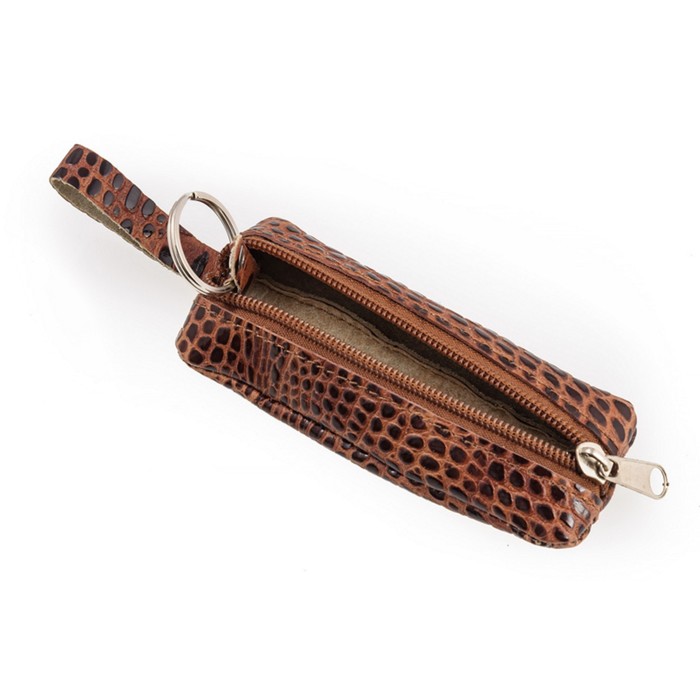 Футляр для ключей, размер 4,5х12,5 см, н/к, коричн. кайман