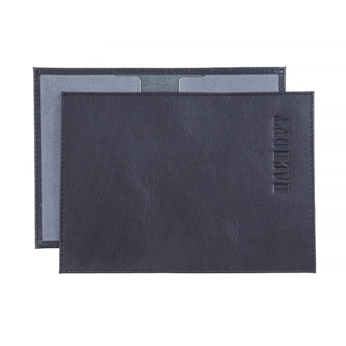 Обложка для паспорта, размер 13,7х9,5 см, н/к, черн. матовая