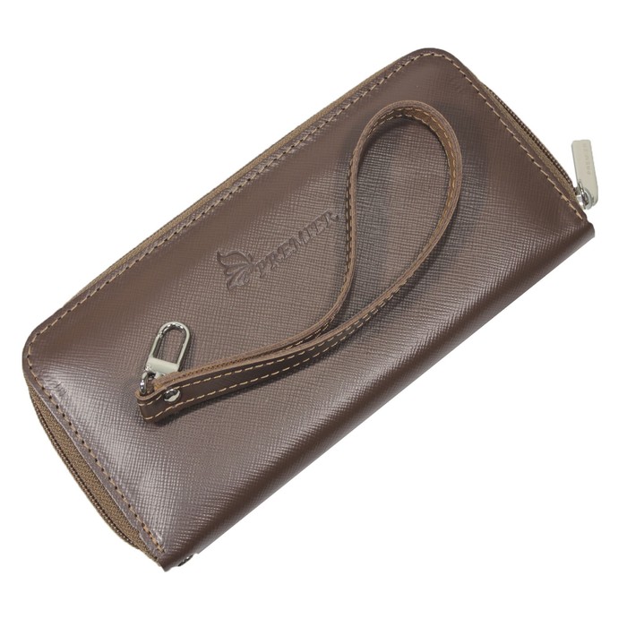 Портмоне женское, размер 10,6х20 см, н/к, коричневый сафьян/коричневый светлый сафьян