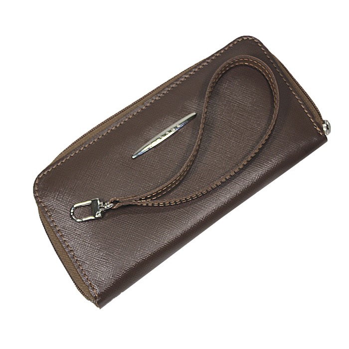 Портмоне женское, размер 10,6х20 см, н/к, коричневый сафьян/коричневый светлый сафьян