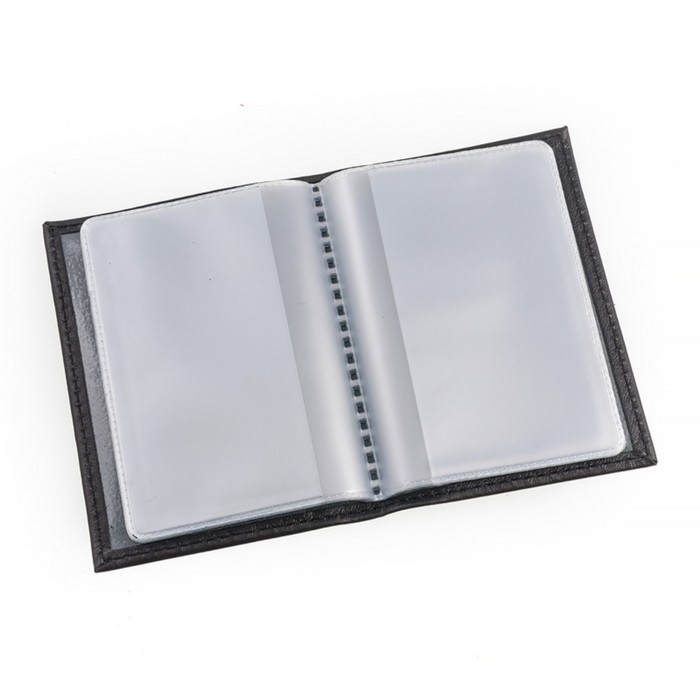 Визитница (вертикальная), 10,5 х 7,5 см, натуральная кожа, чёрный матовый