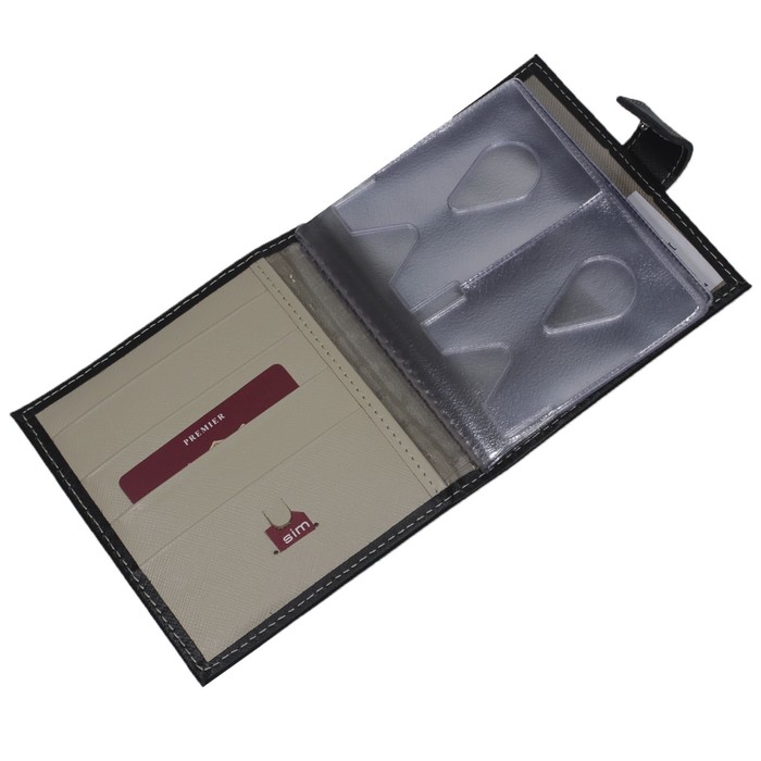 Кредитница, размер 12х12,5 см, натуральная кожа, сафьян, цвет чёрный/бежевый