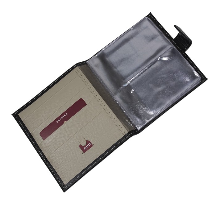 Визитница, натуральная кожа, цвет чёрный сафьян