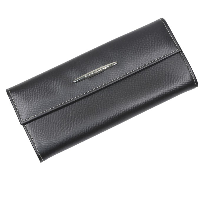 Портмоне женское, размер 10х19,5 см, н/к, чёрный сафьян/бежевый сафьян