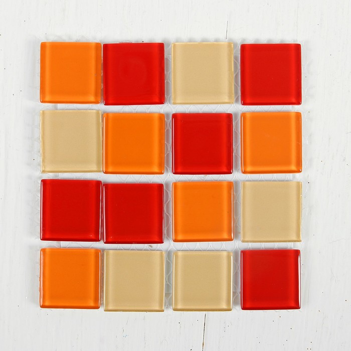 Мозаика стеклянная на клеевой основе №23, цвет оттенки красного