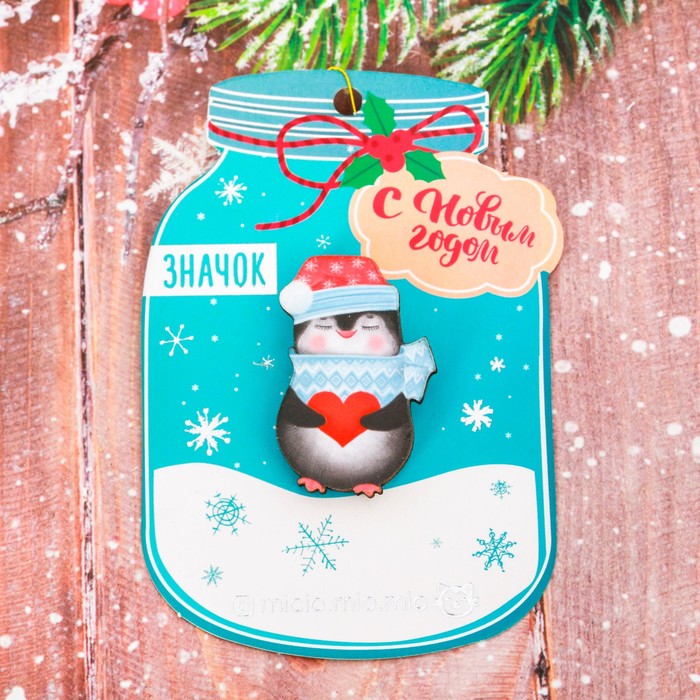 Новогодний значок "Пингвинчик"