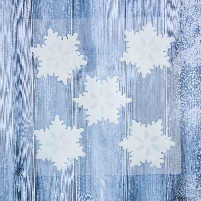 Наклейка на стекло &quot;Белые снежинки&quot; 12,5*12,5 см, набор 5 шт