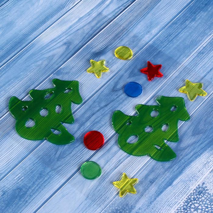 Наклейка на стекло "Ёлочки" 12,5*12,5 см, набор 10 шт