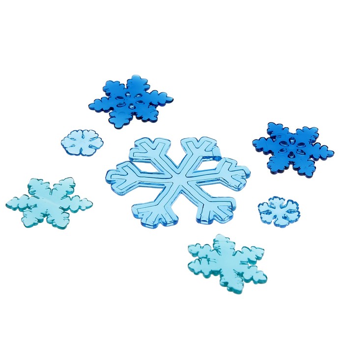 Наклейка на стекло "Снежинки синие" 12,5*12,5 см, набор 7 шт
