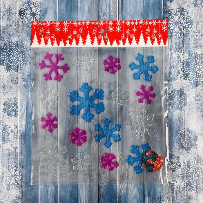 Наклейка на стекло "Снежинки угловатые" 24*24 см, набор 15 шт