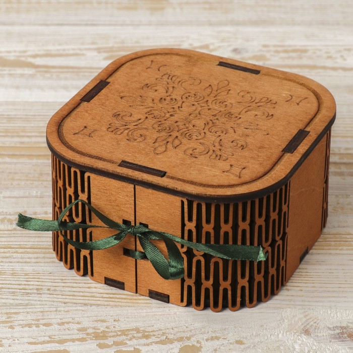 Шкатулка дерево "Узор" 11,5х11,5х6,5 см