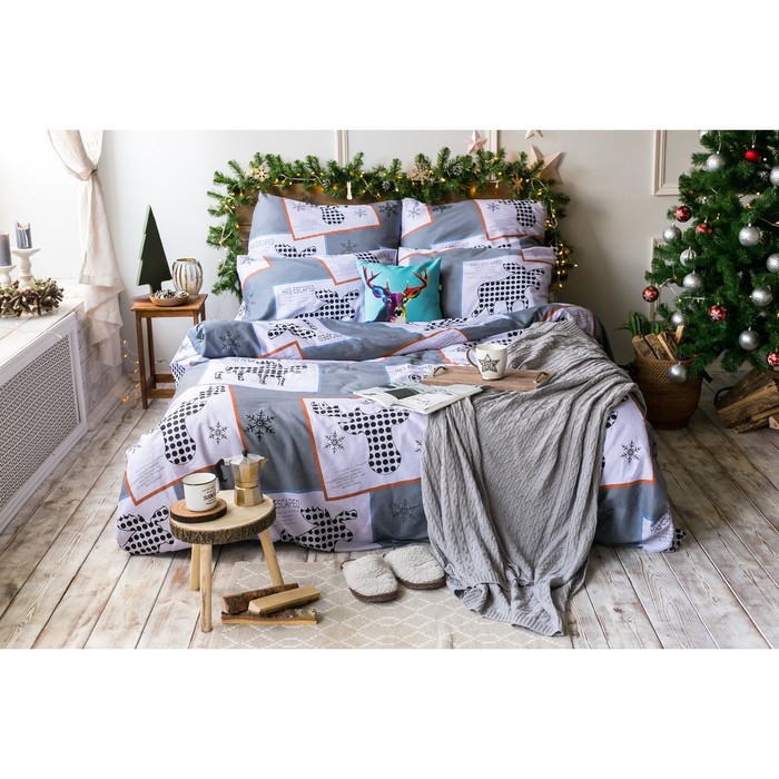 Постельное бельё 1,5 сп. диз. 2019-15, 160х215см, 145х215см, 70х70см 2шт сатин, 130 г/м, хл100%