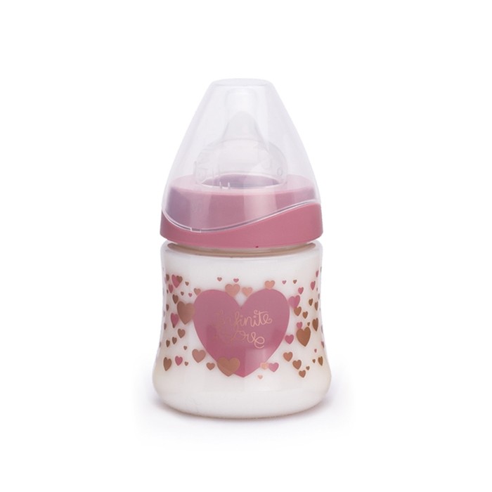 Бутылочка Suavinex 150мл от 0 мес. Haute Couture силик. кругл. соска, розовая, "Сердце"