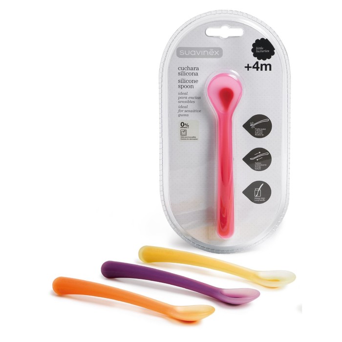 Ложка  Suavinex,силиконовая, розовая