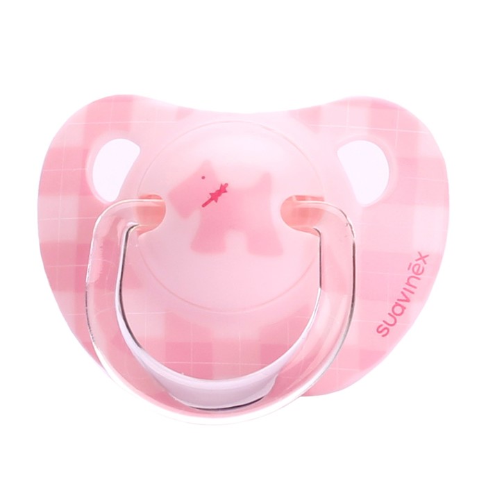 Пустышка Suavinex SCOTTISH от 6 мес., 2шт. анатомич., силикон, роз.+ бел. "Собачка"