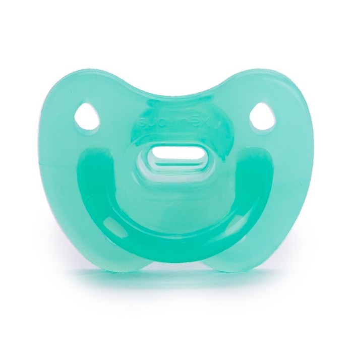 Пустышка Suavinex от 0-6 мес., анатомич.силикон, Basic, зелёная