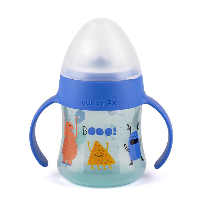 Поильник-непроливайка Suavinex BOOO с ручками, 270мл., синий