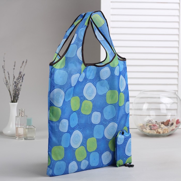 Сумка складная "Рисунок", отдел, с карабином, цвет синий