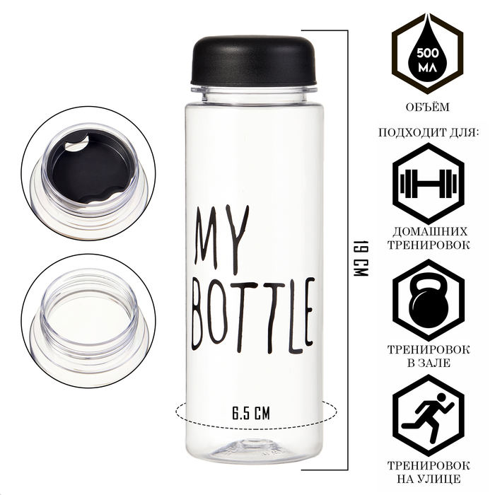

Бутылка для воды, 500 мл, My bottle, 19 х 6.5 см, в термочехле, черная