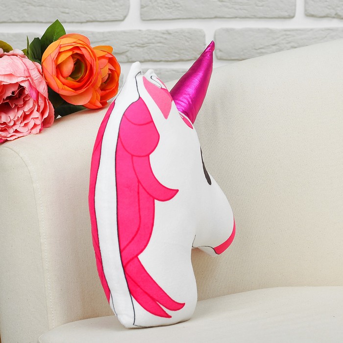 Мягкая игрушка-подушка "Единорог" двухсторонняя, розовая грива
