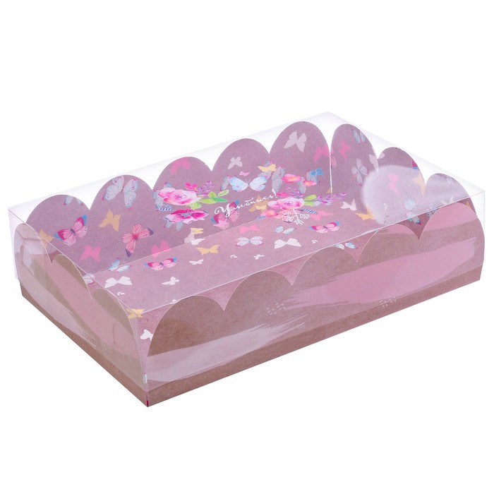 Коробка для кондитерских изделий с PVC крышкой «Легкости!», 20 х 30 х 8 см