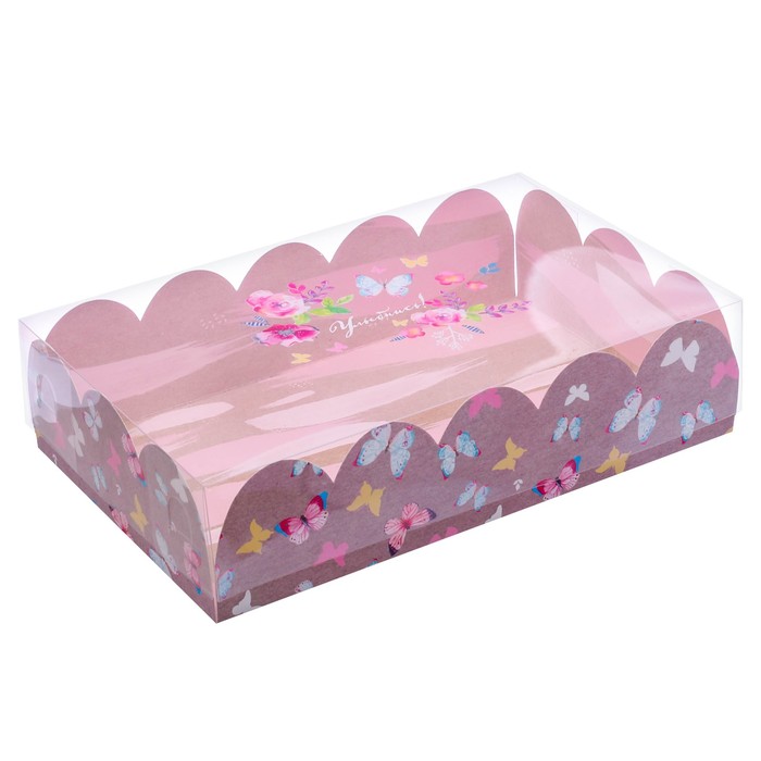Коробка для кондитерских изделий с PVC крышкой «Легкости!», 20 х 30 х 8 см