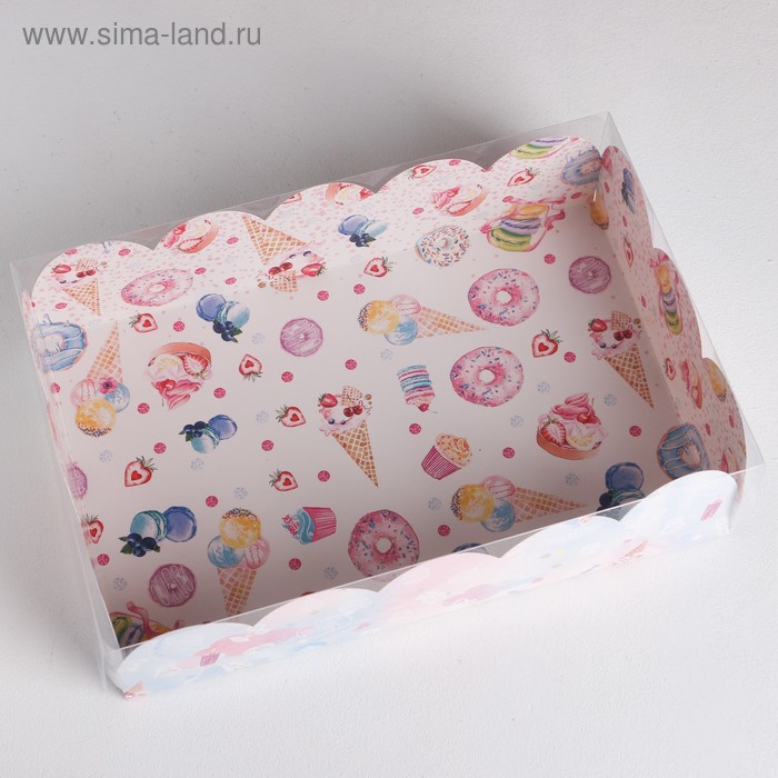 

Коробка для печенья, кондитерская упаковка с PVC крышкой, «Вкусности», 20 х 30 х 8 см