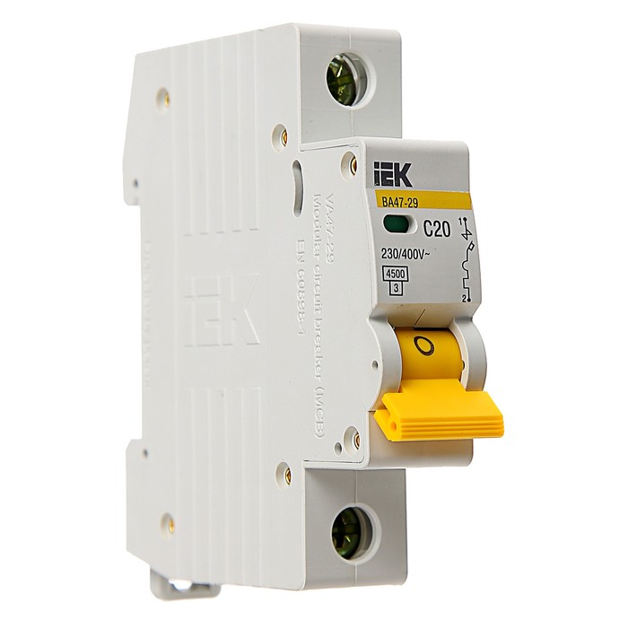 Выключатель автоматический IEK, ВА47-29, 1п, 20 А, 4,5 кА, характеристика С, MVA20-1-020-C 374253