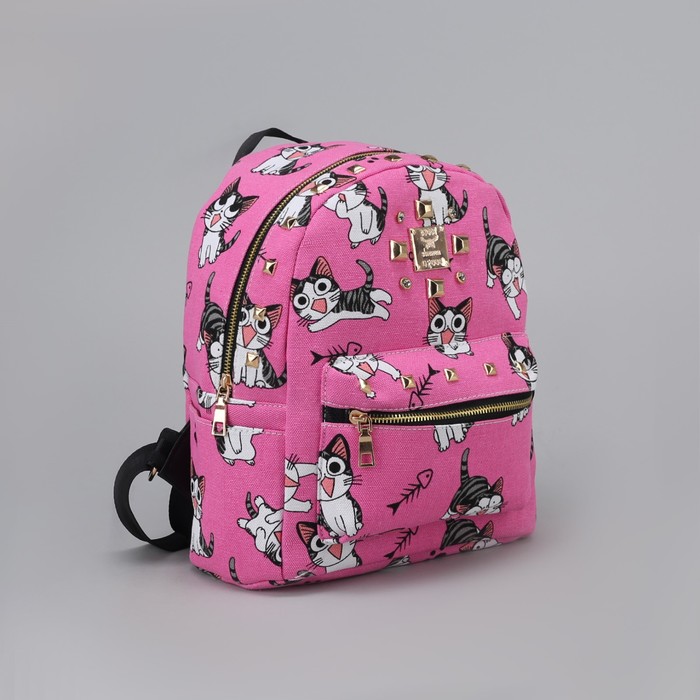Рюкзак детский "Котик", отдел на молнии, наружный карман, цвет розовый