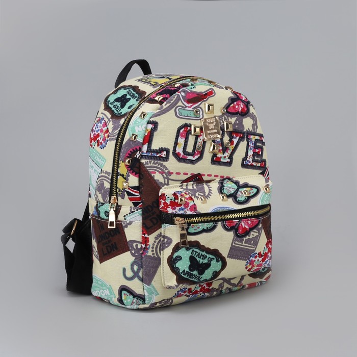 Рюкзак детский "Бабочка", отдел на молнии, наружный карман, цвет бежевый