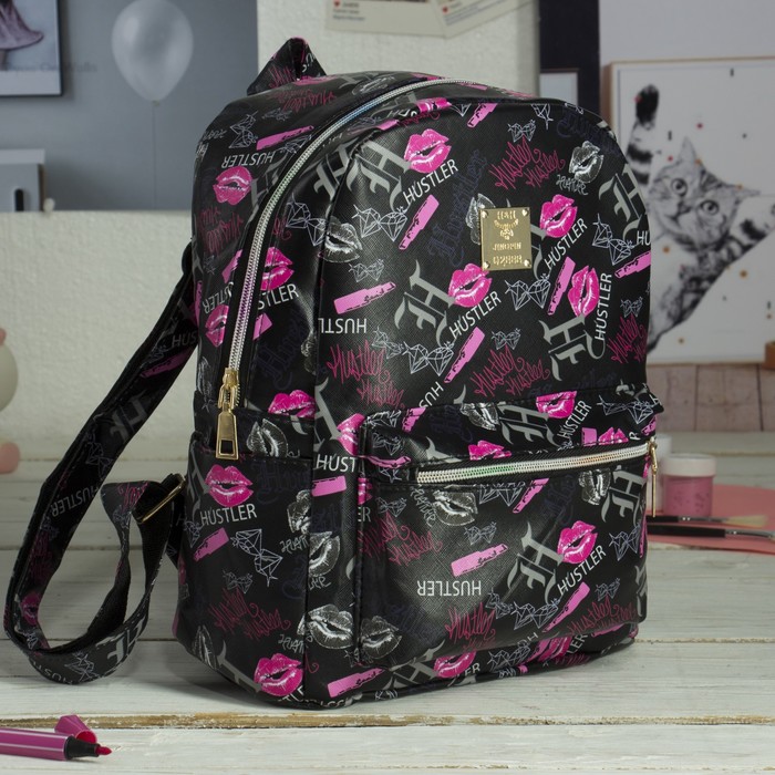 Рюкзак детский "Губки", отдел на молнии, 3 наружных кармана, цвет чёрный