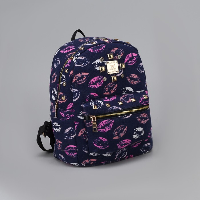 Рюкзак детский "Губы", отдел на молнии, наружный карман, цвет синий